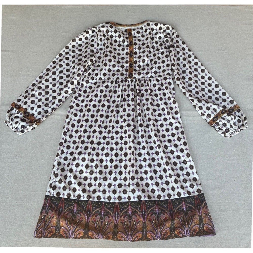 Boho Peasant Dress Womens Size 38 Paisley Geometric Whimsical Hippie Mini - Picture 3 of 10